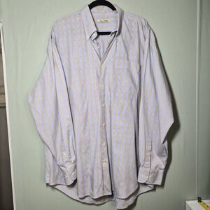 Peter Millar Collection Shirt Button Down Men's‎ XL Blue Tan Plaid Cotton